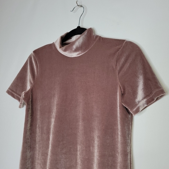 Madewell Mauve Mock Neck Velvet Dress - Picture 8 of 12